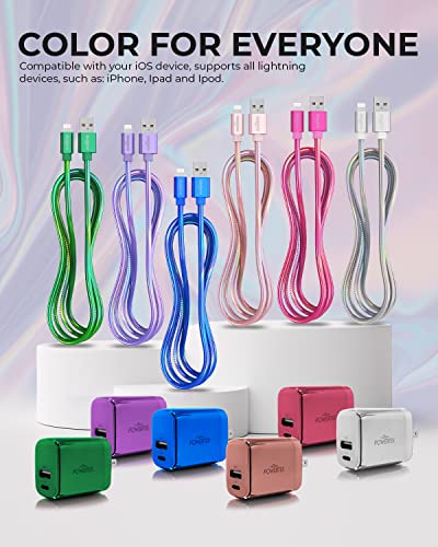 Liquipel PowerTek מכשיר מטען אייפון חפיסה משולבת [MFI Certified], ברק למתאם כבל USB, טעינה מהירה 6ft, תואמת